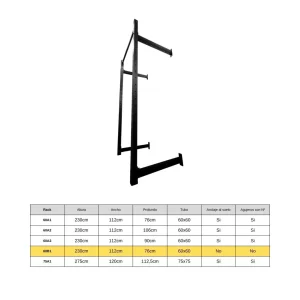 Rack 60B1 EDL - SIN TALADRAR EL SUELO (Doble Anclaje) • 230x112cm