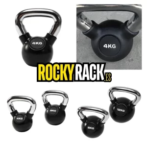 Kettlebell de CAUCHO con Marca de Peso INCLINADA [de 4 a 24kg] - Mejor Identificación del Peso