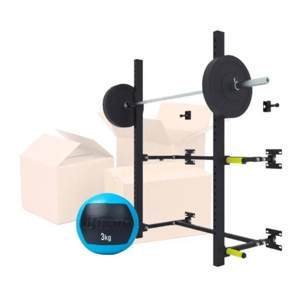 comprar-oferta-descuento-rack-plegable-con-barra-discos-con-3-agarres-y-wall-ball-3kg