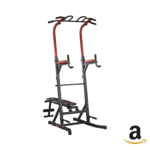 Torre de entrenamiento con rack y asiento color marrón