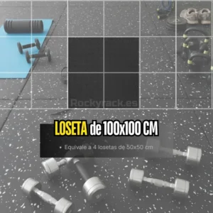 Losetas Caucho PREMIUM 15mm - 6m2 Color Negro con Motas Blancas